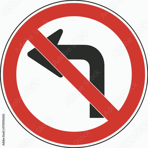 No left turn regulatory traffic sign vector illustration scalable eps icon silhouette vector illustration white background