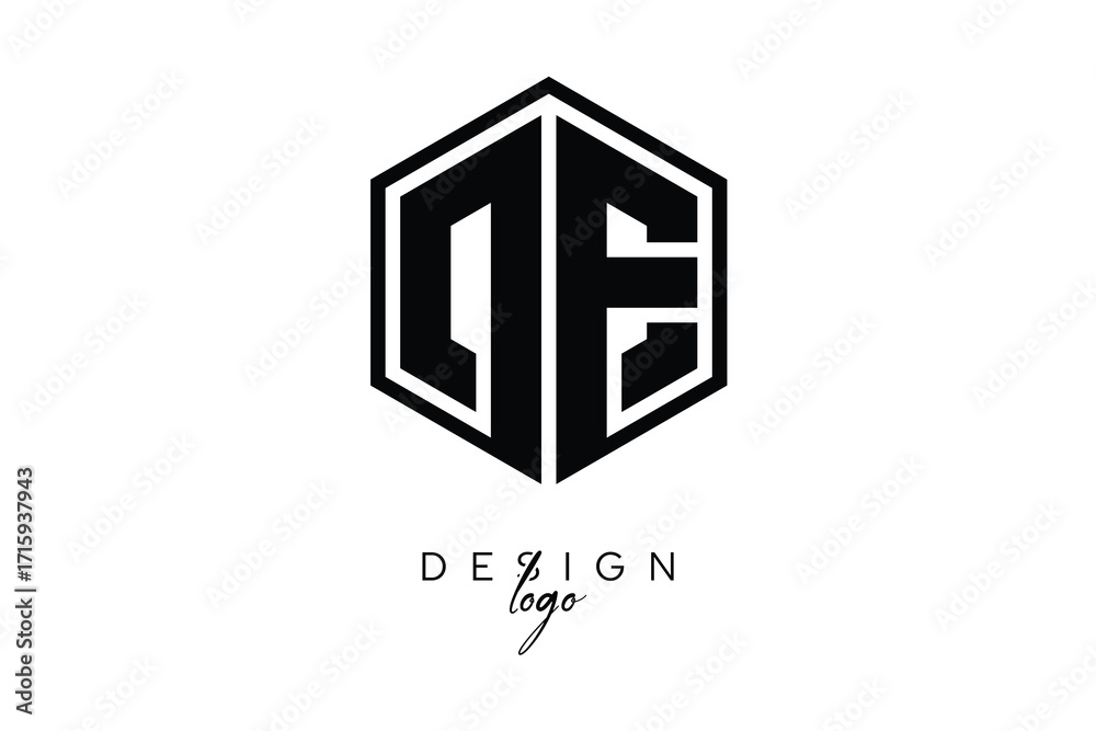 Obraz premium DE Polygon Monogram Logo – Modern Hexagon Shield Emblem for Creative Branding & Identity Design