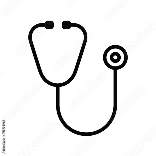 Scalable vector line art illustration of a medical stethoscope icon for healthcare eps format silhouette vector illustration white background