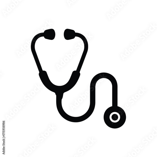 Professional scalable vector stethoscope illustration for medical graphics and design eps format silhouette vector illustration white background