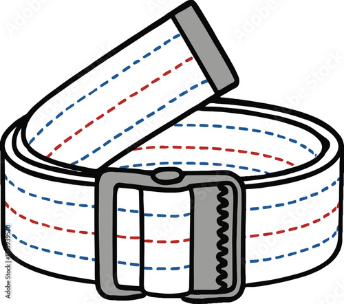 Vector Illustration of physical therapy gait belt used for patient mobility, rehabilitation, and caregiver support.