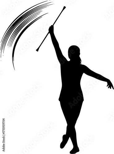 Baton Twirling Silhouette, Twirling, Sport Baton Silhouette