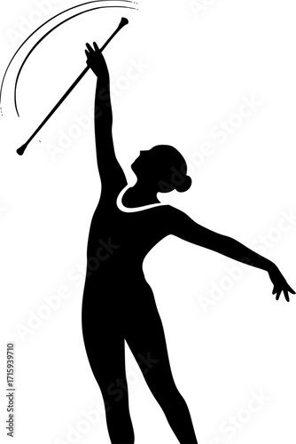 Baton Twirling Silhouette, Twirling, Sport Baton Silhouette