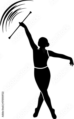 Baton Twirling Silhouette, Twirling, Sport Baton Silhouette