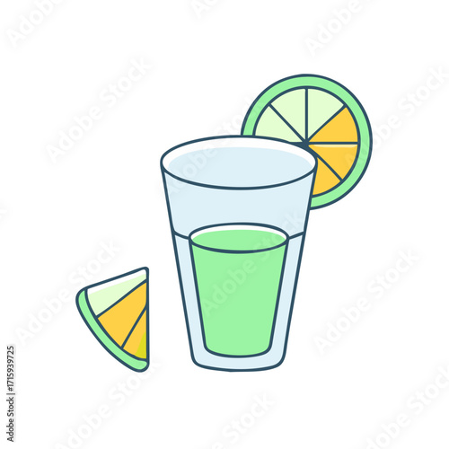 Lime and Lemon Juice in a Glass with Garnish Illustration