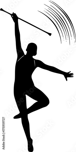 Baton Twirling Silhouette, Twirling, Sport Baton Silhouette