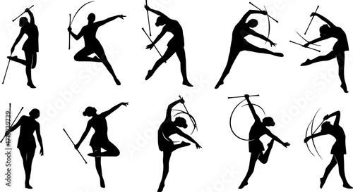 Baton Twirling Silhouette, Twirling, Sport Baton Silhouette