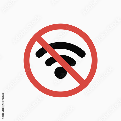 Vector graphic symbol indicating no wifi signal or wireless connection silhouette vector illustration white background