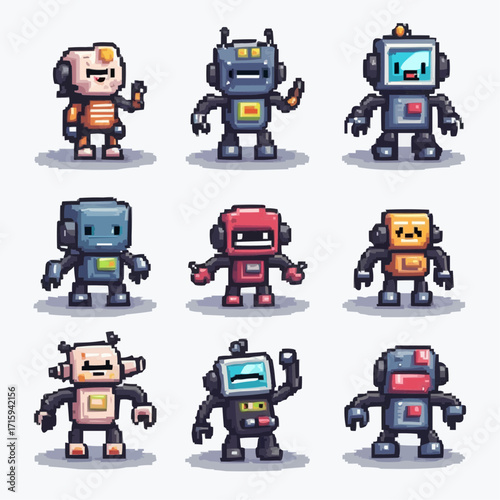 Diverse Pixel Art Robots A Collection of Unique Designs