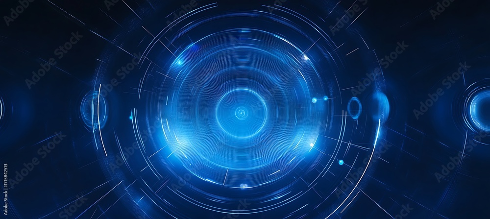 Obraz premium Glowing blue sphere with intricate patterns creates a futuristic atmosphere