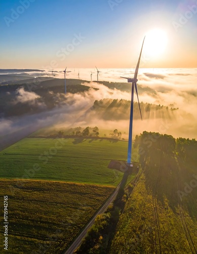 Sunrise over wind farms
