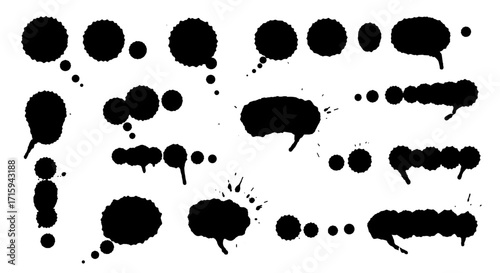 Grunge speech bubble set with ink splatter effect