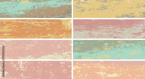 Vintage grunge backgrounds: distressed textured patterns in pastel shades