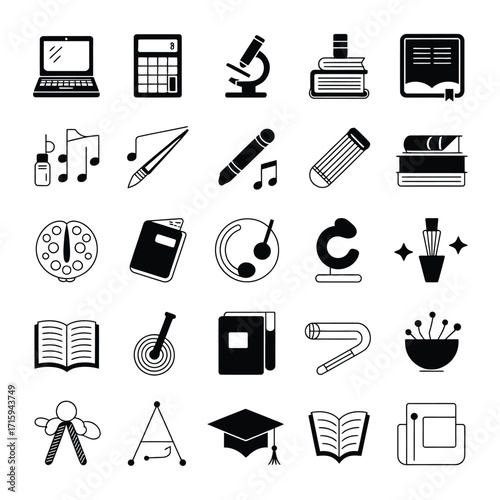 Wallpaper Mural Collection of educational and science vector icons for scalable graphic design projects silhouette vector illustration white background Torontodigital.ca