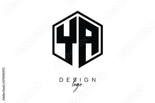 YA Polygon Monogram Logo – Modern Hexagon Shield Emblem for Creative Branding & Identity Design