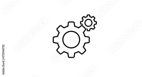 Minimal black and white gear icons on white background for design projects