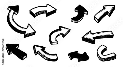 Hand drawn arrows collection: sketch style assorted arrow designs