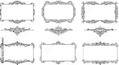 Vintage ornamental frames and dividers set for elegant decorative design