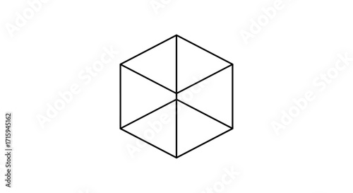 Optical illusion of impossible geometric shape in minimalist line art