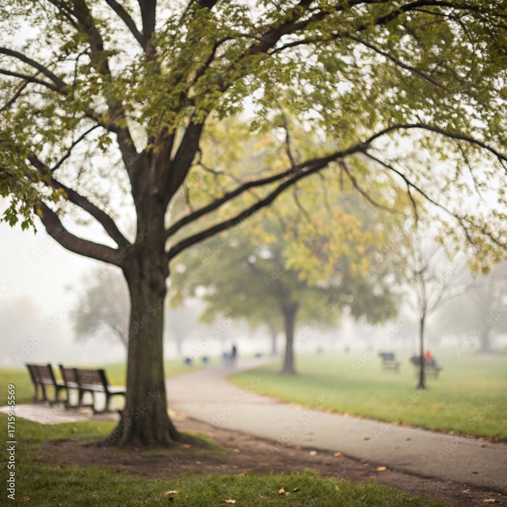 Naklejka premium Abstract Natural Background with a Defocused Tree in a Park