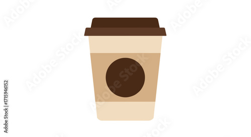 Minimalist coffee cup icon in flat style for cafes and branding