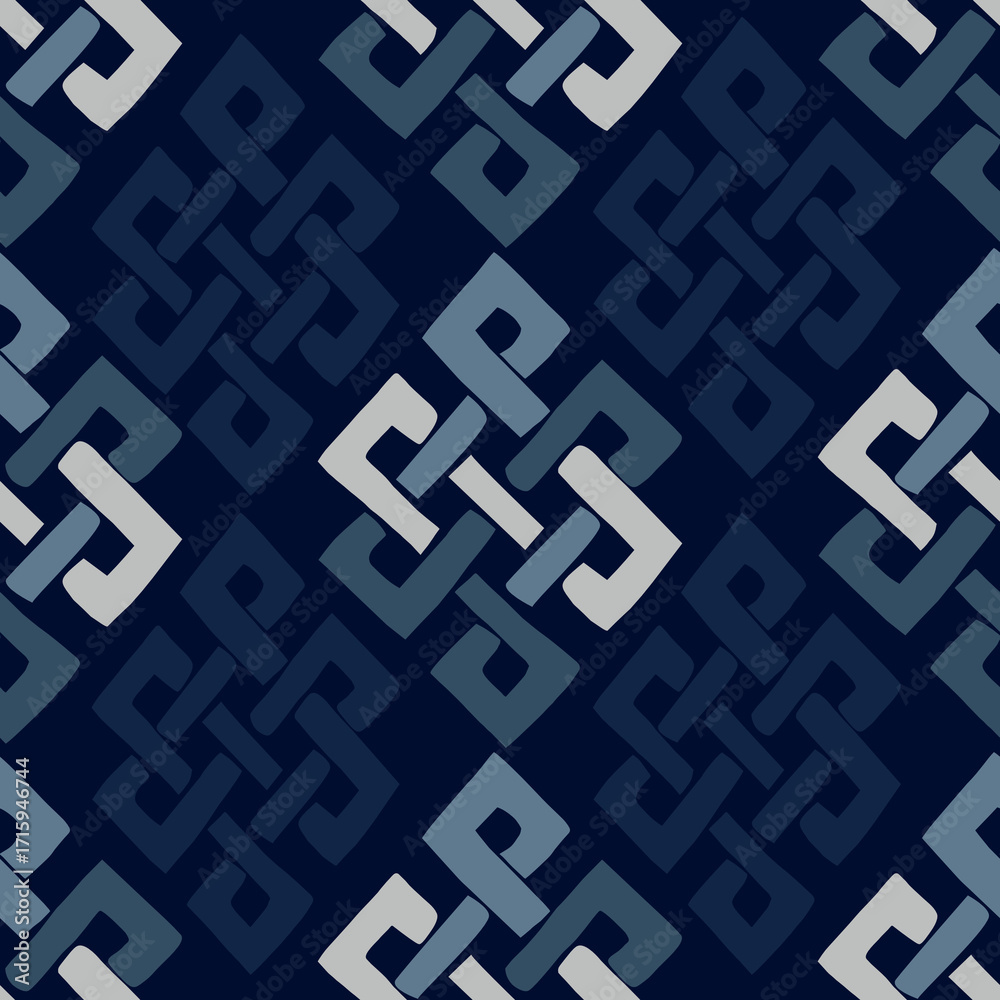 Obraz premium Geometric Chain Pattern Vector – Hand-drawn Textile Design
