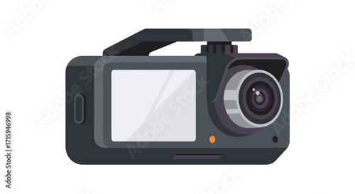 Realistic car dashboard camera with lcd screen and lens
