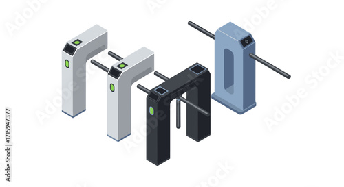 Modern isometric turnstile collection for security and access control