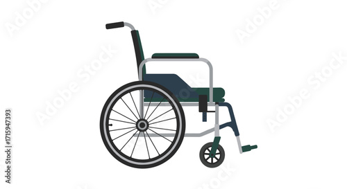 Realistic side view of a manual wheelchair on white background