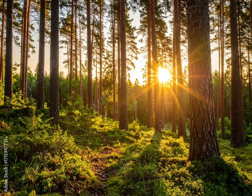 Sunset in Pine Forest (2)