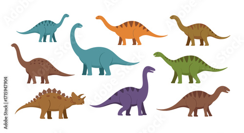Colorful dinosaur collection for kids' projects and learning materials