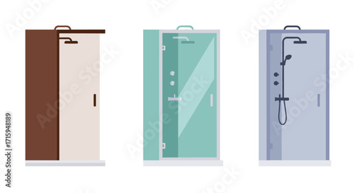 Modern shower cabins collection featuring minimalist design and various styles