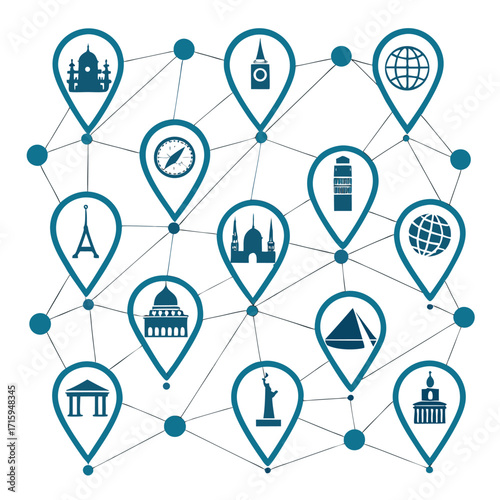 Global Travel Destinations Network: World Landmarks Map Pins