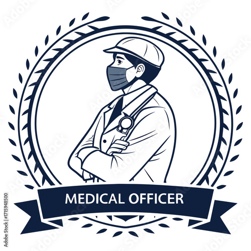 Dedicated Medical Officer Doctor or Nurse Emblem Logo