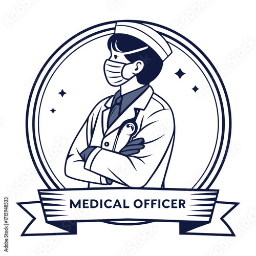 Dedicated Medical Officer Doctor or Nurse Emblem Logo
