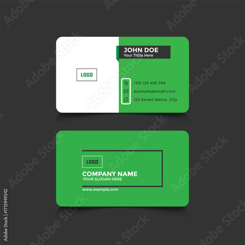 Minimal Green and White Corporate Business Card Template