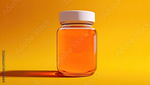 Orange liquid in a clear glass bottle