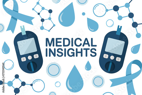 Medical Insights with Diabetes Awareness Ribbon and Glucose Meter Illustration for Healthcare and Research