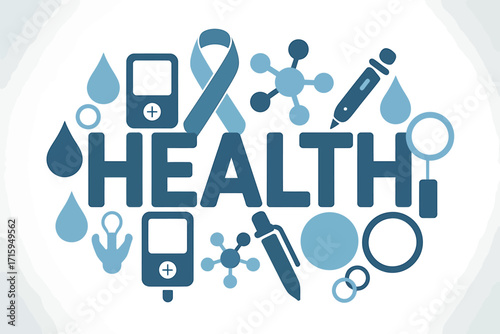 Health Awareness Vector Graphic Promoting Well Being and Medical Concepts with Diabetes Support and Research