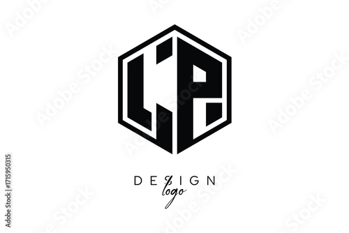 LP Polygon Monogram Logo – Modern Hexagon Shield Emblem for Creative Branding & Identity Design