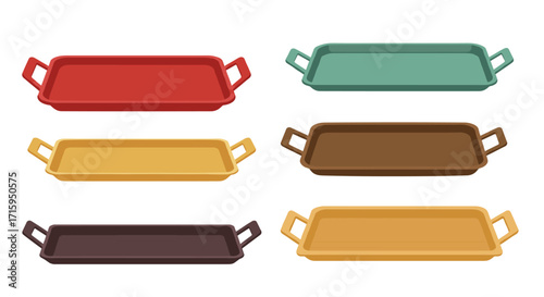 Colorful modern kitchen trays with handles collection set