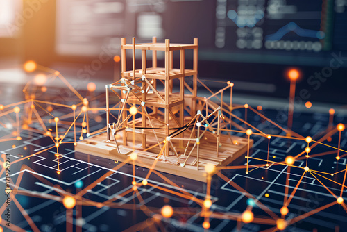 木造建築物のFEM解析によるデータグラフ分析図のイメージ
