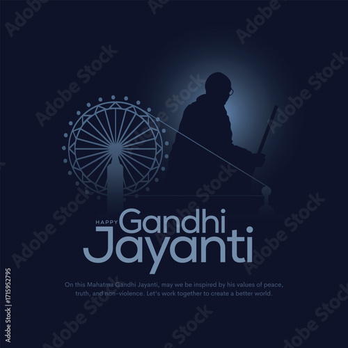 creative vector design for indian gandhi ji jayanti silhouette. 2nd october.
