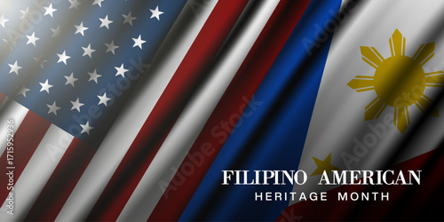October is Filipino American Heritage Month. Suitable for posters, banners and social media. Black background.