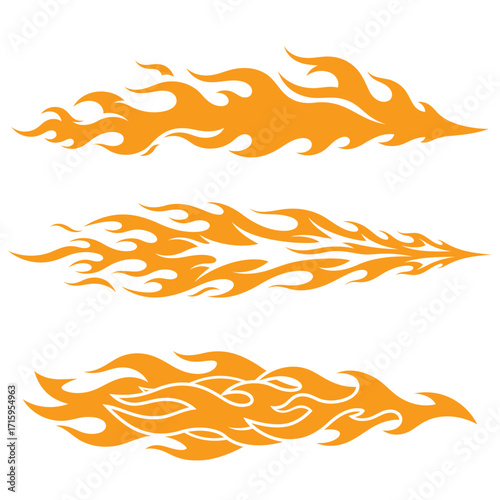 Wallpaper Mural Three stylized flame designs in orange are depicted on a white background. Torontodigital.ca