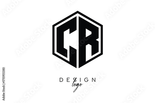 CR Polygon Monogram Logo – Modern Hexagon Shield Emblem for Creative Branding & Identity Design