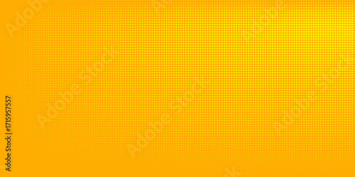 Yellow halftone pattern. Retro comic gradient background. Bright orange pixelated dotted texture overlay. Cartoon pop art faded gradient pattern. Vector eps10