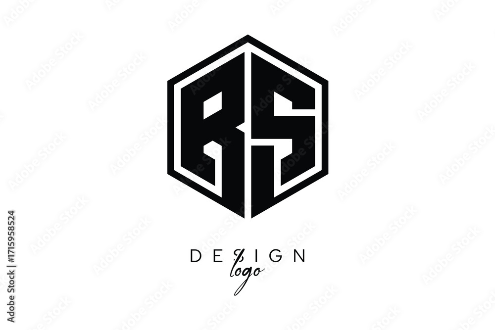 Fototapeta premium RS Polygon Monogram Logo – Modern Hexagon Shield Emblem for Creative Branding & Identity Design