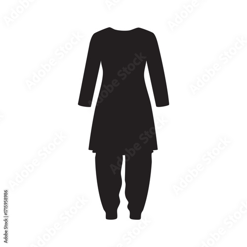 Elegant Silhouette of a Traditional Salwar Kameez Outfit A Symbol of South Asian Culture and Fashion