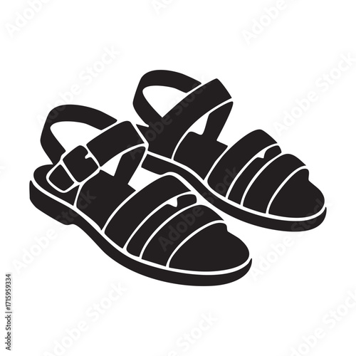 Stylish Pair of Black Sandals with Buckle and Straps Fashionable Footwear for Summer Casual Wear and Comfort